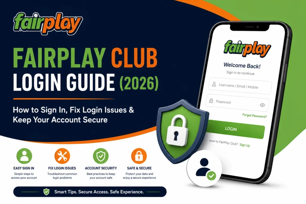FairPlay Club Login Guide 2026 showing secure sign in, login troubleshooting, password recovery, and account security tips.