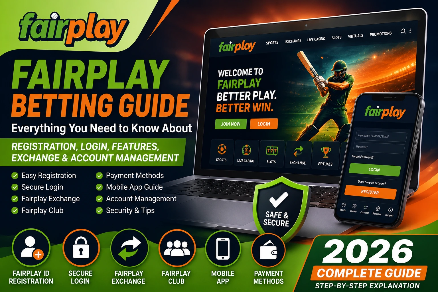 Fairplay Betting Guide 2026 showing Fairplay website, Fairplay ID registration, login, exchange, app, account management and security features.